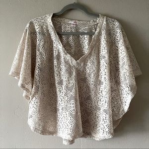 Tan Crochet Lace Cover Up
